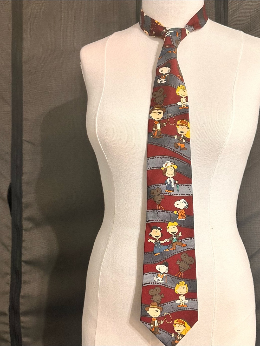 Peanuts Character Novelty Tie in Burgundy and Gray